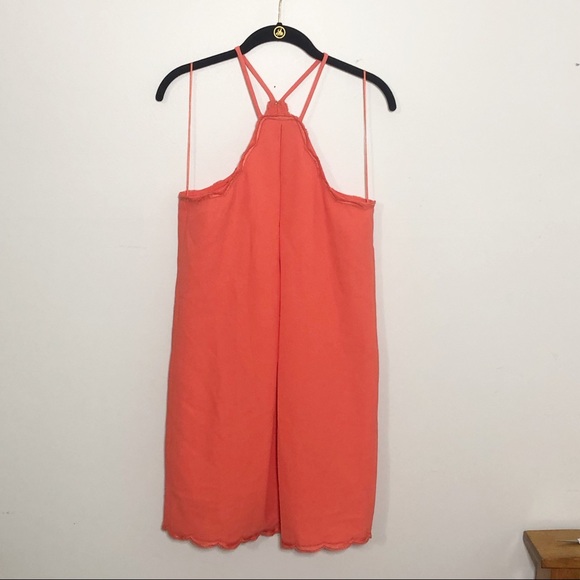 NWOT Trina Turk coral dress with Scalloped hem - Picture 2 of 7